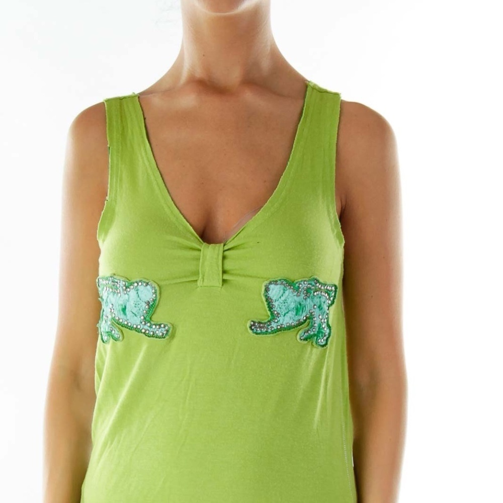Parasuco Green Blue Studded Animal Tank Top - Picture 4 of 4